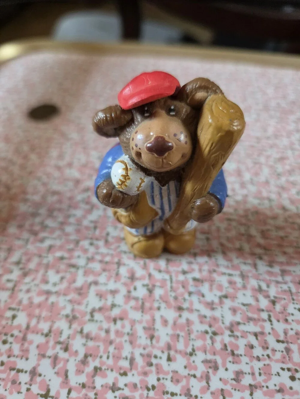​Vintage 1986 OAA Baseball Bear Figurine & Vintage Football Bear PVC Toy Lot